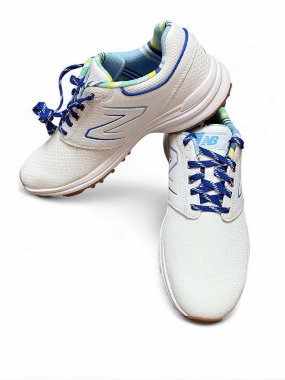 Women’s New Balance Brighton V2 Spiked Waterpoof Golf Shoes White Blue 10.5